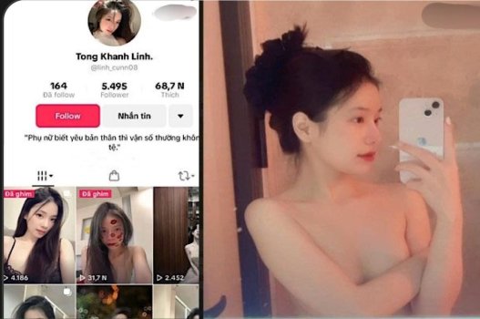 Clip tiktoker Tống Khánh Linh nhấp nhô với trai